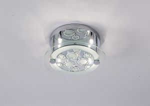 Destello Flush Ceiling Round With Circle Pattern 4 Light G9 Polished Chrome/Crystal