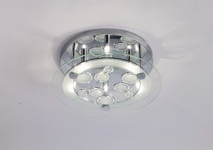 Destello Flush Ceiling Round With Circle Pattern 6 Light G9 Round Polished Chrome/Crystal