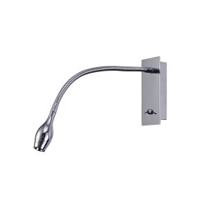 Winslow 3W LED Oval Head Switched Wall Lamp With Flexible Arm, Beam 45 Deg, Switch On Base, Polished Chrome, 3yrs Warranty
