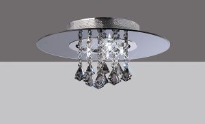 Starda 40cm Flush Ceiling Round 5 Light G4 Chrome/Smoked Mirror/Crystal (Not Suitable For Mail Order Sales, COLLECTION ONLY), NOT LED/CFL Compatible