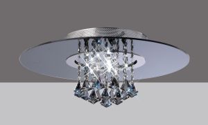 Starda Flush Ceiling Round 8 Light G4 Chrome/Smoked Mirror/Crystal (Not Suitable For Barbarescol Order Sales, COLLECTION ONLY), NOT LED/CFL Compatible