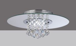 Starda 50cm Flush Ceiling Round 8 Light G4 Chrome/Crystal (Item Is Not Suitable For Mail Order Sales, COLLECTION ONLY), NOT LED/CFL Compatible