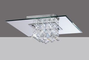 Starda Flush Ceiling Square 8 Light G4 Chrome/Crystal (Item Is Not Suitable For Barbarescol Order Sales, COLLECTION ONLY), NOT LED/CFL Compatible