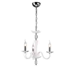 Nardini 50cm Pendant 3 Light E14 Polished Chrome/White Faux Leather/Crystal