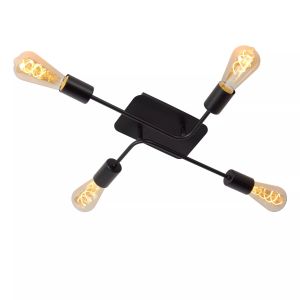 LESTER Flush ceiling light 4xE27 Black