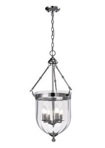 Aubrey 39cm Pendant 4 Light E14 Polished Chrome/Glass