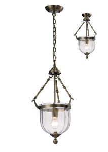 Aubrey Pendant 1 Light E27 Antique Brass/Glass