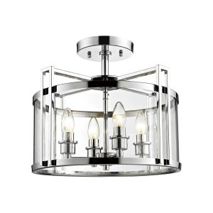 Eaton 42cm Semi Flush 4 Light E14 Polished Chrome/Glass