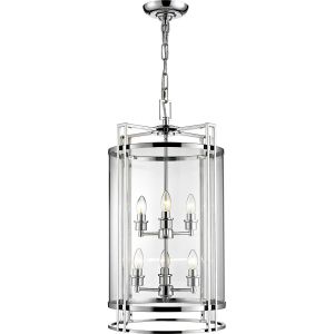 Eaton 42cm Pendant 6 Light E14 Polished Chrome/Glass