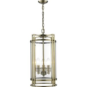 Eaton 26cm Pendant 3 Light E14 Antique Brass/Glass