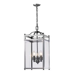 Aston Square Pendant 3 Light E14 Polished Chrome/Glass