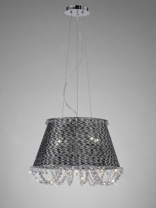 Lanzo 49cm Pendant 4 Light E14 Black Chrome/Crystal