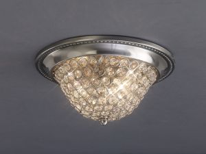 Paloma 27cm Flush Ceiling Small 2 Light E14 Satin Nickel/Crystal