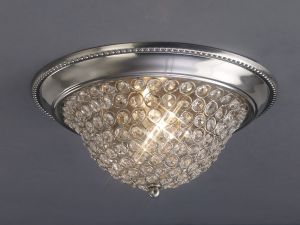 Paloma Flush Ceiling Medium 2 Light E14 Satin Nickel/Crystal