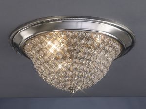 Paloma Flush Ceiling Large 3 Light E14 Satin Nickel/Crystal
