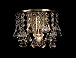 Acton Wall Lamp 1 Light E14 Switched Antique Brass/Prism Crystal