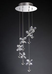 Aviva 30cm Pendant 6 Light 4000K LED Polished Chrome/Crystal