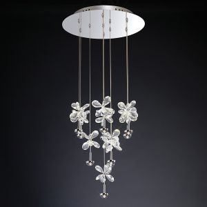 Aviva 40cm Pendant Round 10 Light 4000K LED Polished Chrome/Crystal