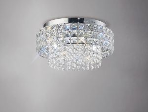 Edison 30cm Flush Ceiling Round 4 Light G9 Polished Chrome/Crystal