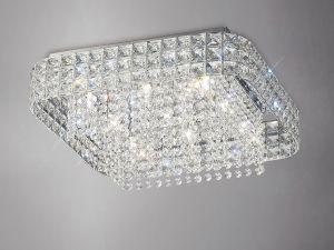 Edison Flush Ceiling Square 9 Light G9 Polished Chrome/Crystal