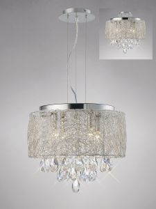 Adeline 40cm Pendant 4 Light E14 Polished Chrome/Crystal