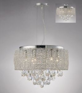 Adeline 50cm Pendant 6 Light E14 Polished Chrome/Crystal