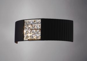 Evelyn Wall Lamp With Black Shade 2 Light E14 Polished Chrome/Crystal