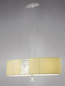 Evelyn 60cm Pendant Round With Cream Shade 5 Light E27 Polished Chrome/Crystal