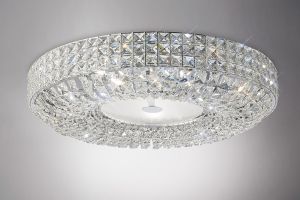 Enya 60cm Flush Ceiling 9 Light G9 Polished Chrome/Crystal