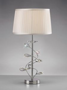 Willow Crystal Table Lamp With White Shade 1 Light E27 Polished Chrome