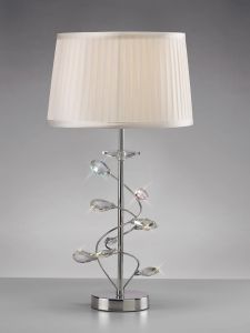 Willow Table Lamp With White Shade 1 Light E27 Polished Chrome/Crystal