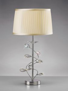 Willow Table Lamp With Cream Shade 1 Light E27 Polished Chrome/Crystal