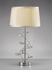 Willow Crystal Table Lamp With Cream Shade 1 Light E27 Polished Chrome