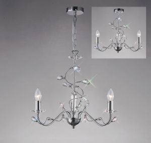 Willow Pendant WITHOUT SHADE 3 Light E14 Polished Chrome/Crystal