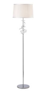 Willow Floor Lamp With White Shade 1 Light E27 Polished Chrome/Crystal