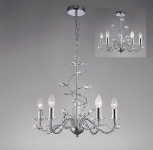 Willow 50cm Pendant WITHOUT SHADE 5 Light E14 Polished Chrome/Crystal