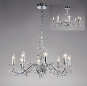 Willow 64cm Pendant WITHOUT SHADE 8 Light E14 Polished Chrome/Crystal