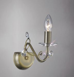 Willow Wall Lamp WITHOUT SHADE 1 Light E14 Antique Brass/Crystal