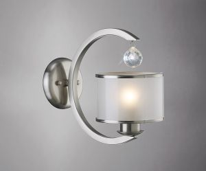 Lincoln Wall Lamp 1 Light E27 Satin Nickel/Glass/Crystal