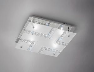 Starlet Flush Ceiling Square 4 Light G9 Polished Chrome/Glass/Crystal