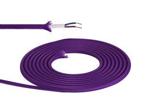 Cavo 1m Purple Braided 2 Core 0.75mm Cable VDE Approved (qty ordered will be supplied as one continuous length)