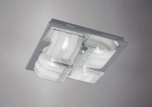 Charis Square Flush Ceiling Large 4 Light G9 Polished Chrome/Glass/Crystal