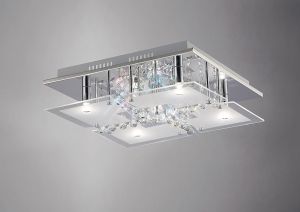 Chisora Square Flush Ceiling 5 Light G9 Polished Chrome/Glass/Crystal