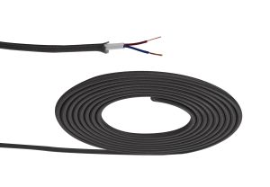 Cavo 1m Black Braided 2 Core 0.75mm Cable VDE Approved (qty ordered will be supplied as one continuous length)