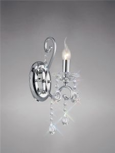 Vela Wall Lamp Switched 1 Light E14 Polished Chrome/Crystal