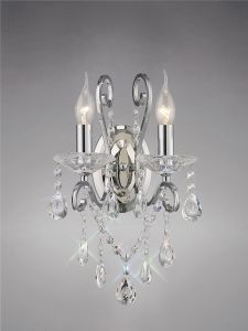 Vela Wall Lamp Switched 2 Light E14 Polished Chrome/Crystal