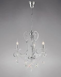 Vela Pendant 3 Light E14 Polished Chrome/Crystal