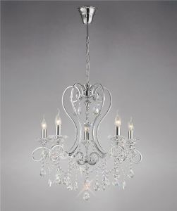 Vela Pendant 5 Light E14 Polished Chrome/Crystal