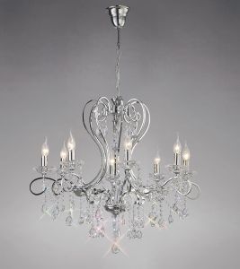 Vela 76cm Pendant 8 Light E14 Polished Chrome/Crystal