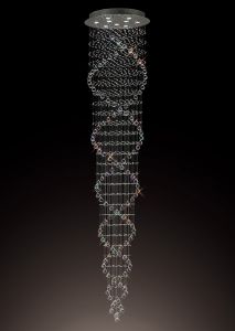 Colorado 65cm 3m Pendant Tall Corkscrew 9 Light GU10 Polished Chrome/Crystal Item Weight: 19.8kg